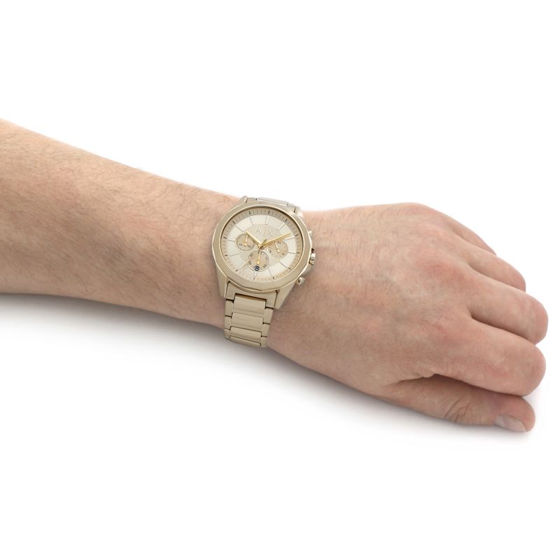 Armani Exchange Drexler AX2602 Men's Chronograph Watch – Gold Dial with Gold Stainless Steel Strap