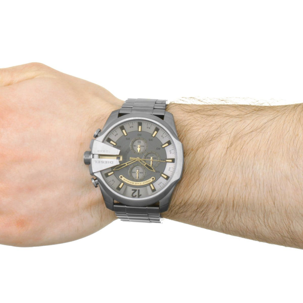 Diesel DZ4466 Mega Chief Chronograph Men's Watch – Grey Dial & Grey Stainless Steel Strap