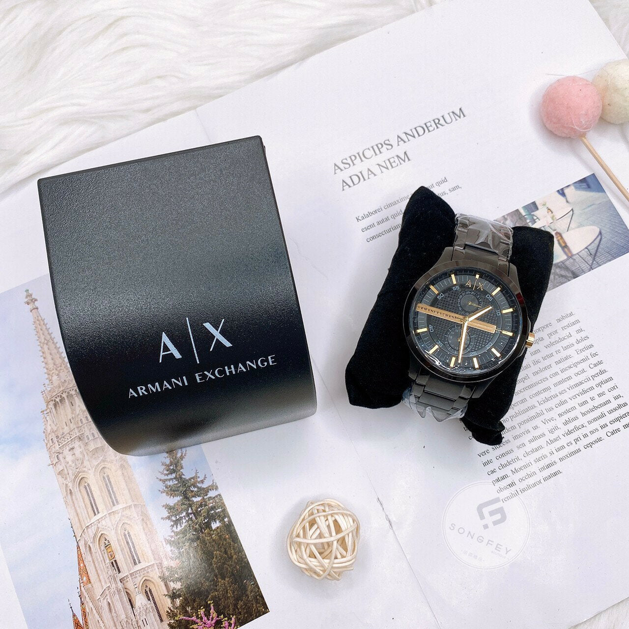 Armani Exchange Hampton AX2121 Men's Chronograph Watch – Black Dial with Black Stainless Steel Strap