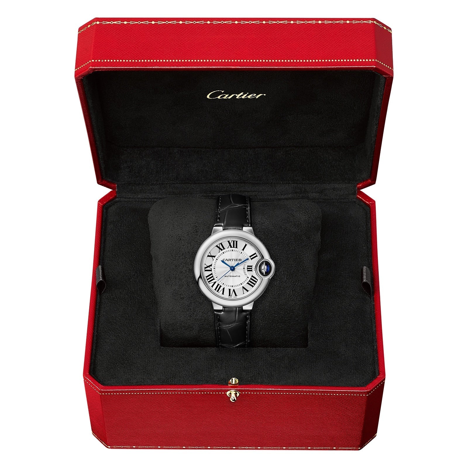 Ballon Bleu de Cartier 33 | 33mm, Steel, Alligator Leather, Silver Dial