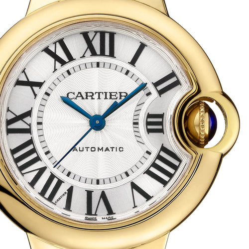 Ballon Bleu de Cartier 33 | 33mm, 18K Yellow Gold, Silver Dial, Gold Bezel