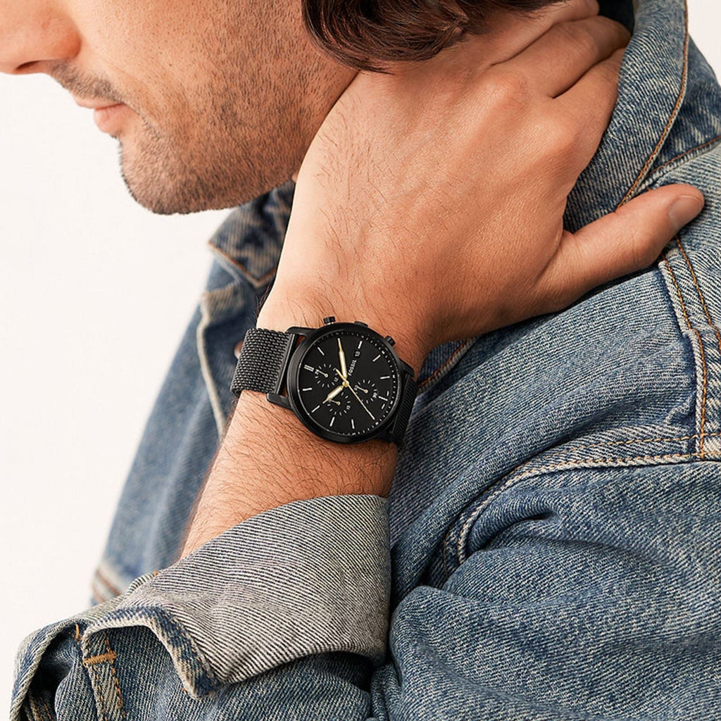 Armani Exchange Cayde AX2716 Men's Chronograph – Black Dial with Black Mesh Stainless Steel Strap