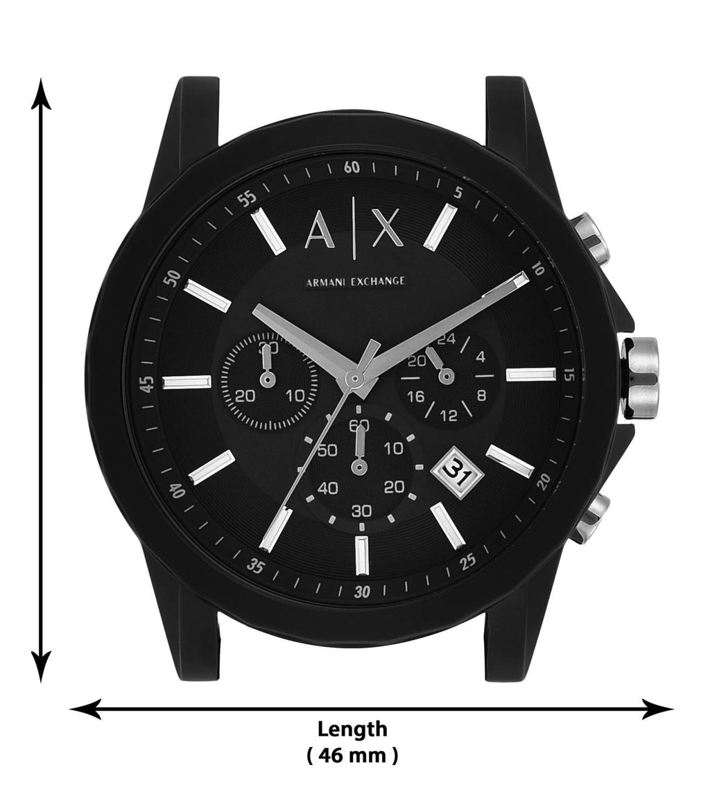 Armani Exchange Outerbanks AX1326 Men's Chronograph Watch – Black Dial with Black Silicone Strap