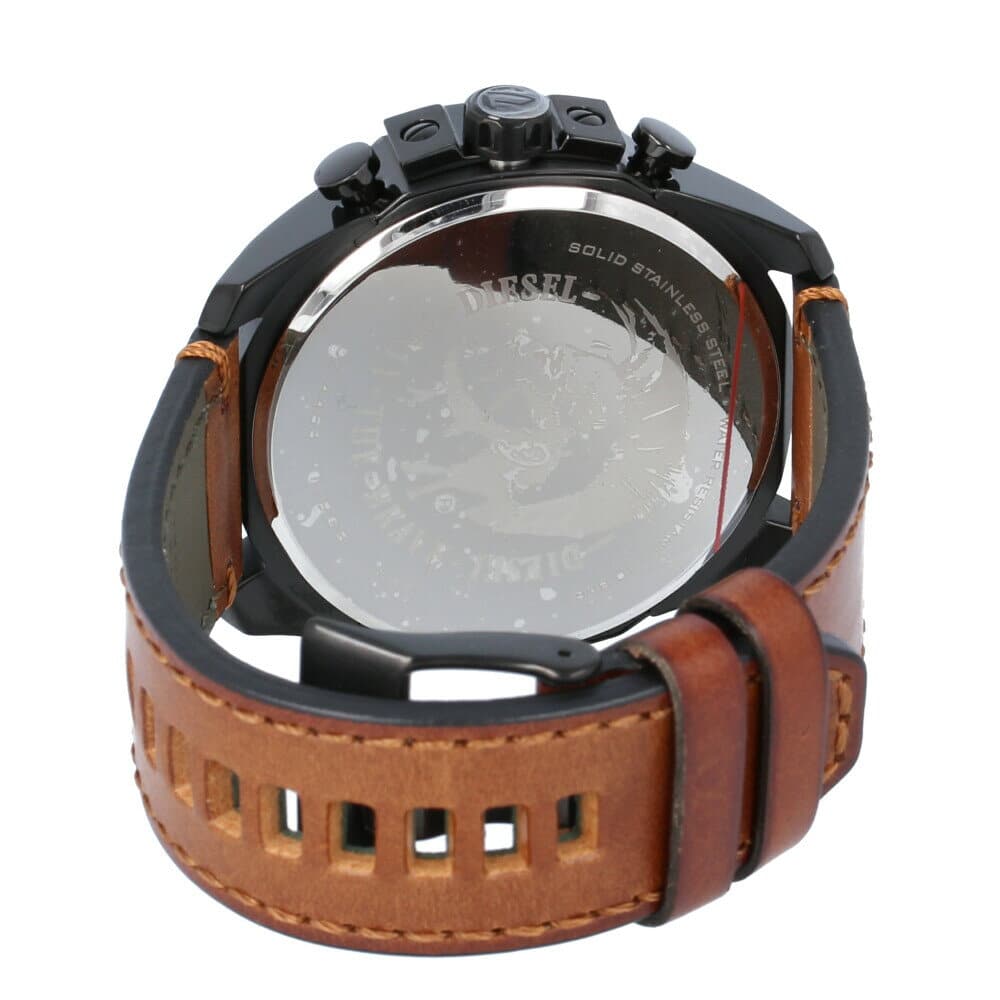 Diesel DZ4463 Mega Chief Chronograph Men's Watch – Grey Dial & Brown Leather Strap
