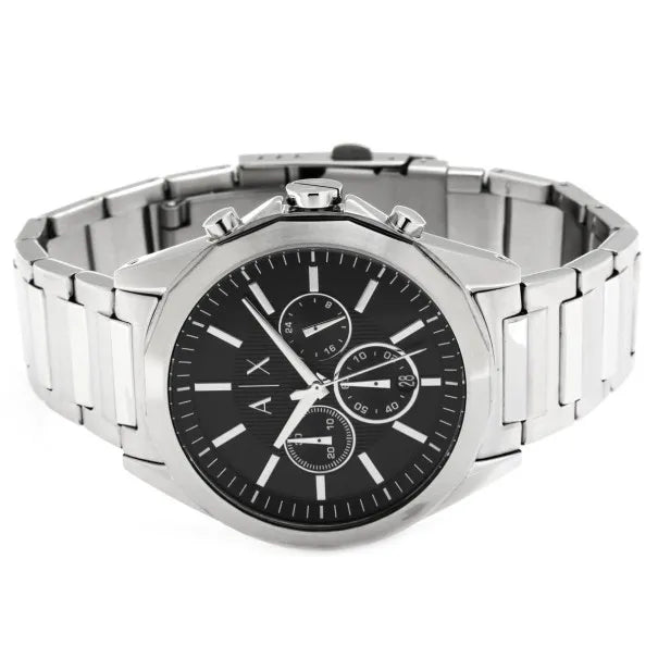 Armani Exchange Drexler AX2600 Men's Chronograph Watch – Black Dial with Silver Stainless Steel Strap